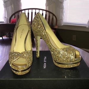 NEW Pelle Moda Whitley Gold Pixie Glitter Heels